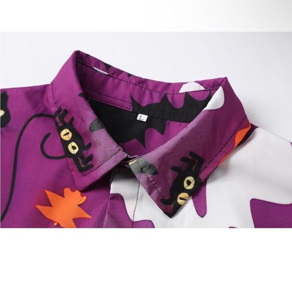 Men Button Up Shirt, Short Sleeve Fun Beach Printed Button Down Hawaiian Shirts - Picture 2 of 5